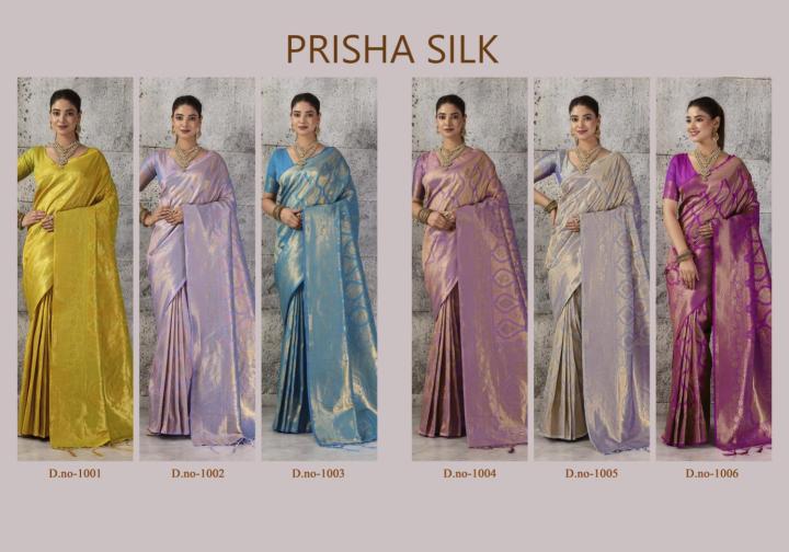 PRISHA SILK by SHREE SHYAM FASHION fancy designer Kanjivaram silk Blend fabric saree wholesale with Fancy latkan